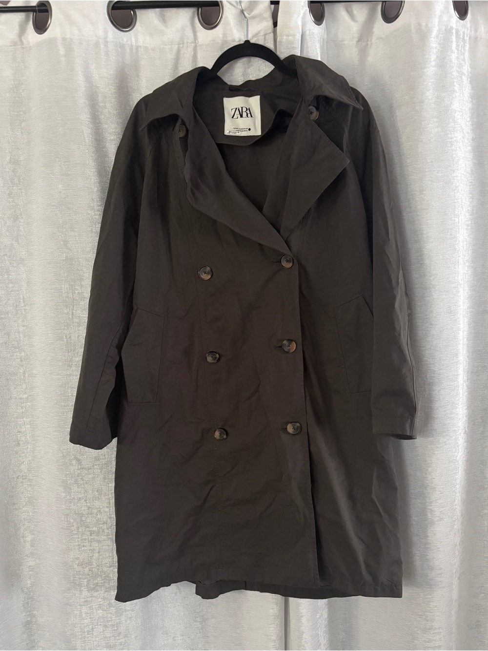 Zara Faux Suede Minimalist Long Duster Trench Coat - Size XS